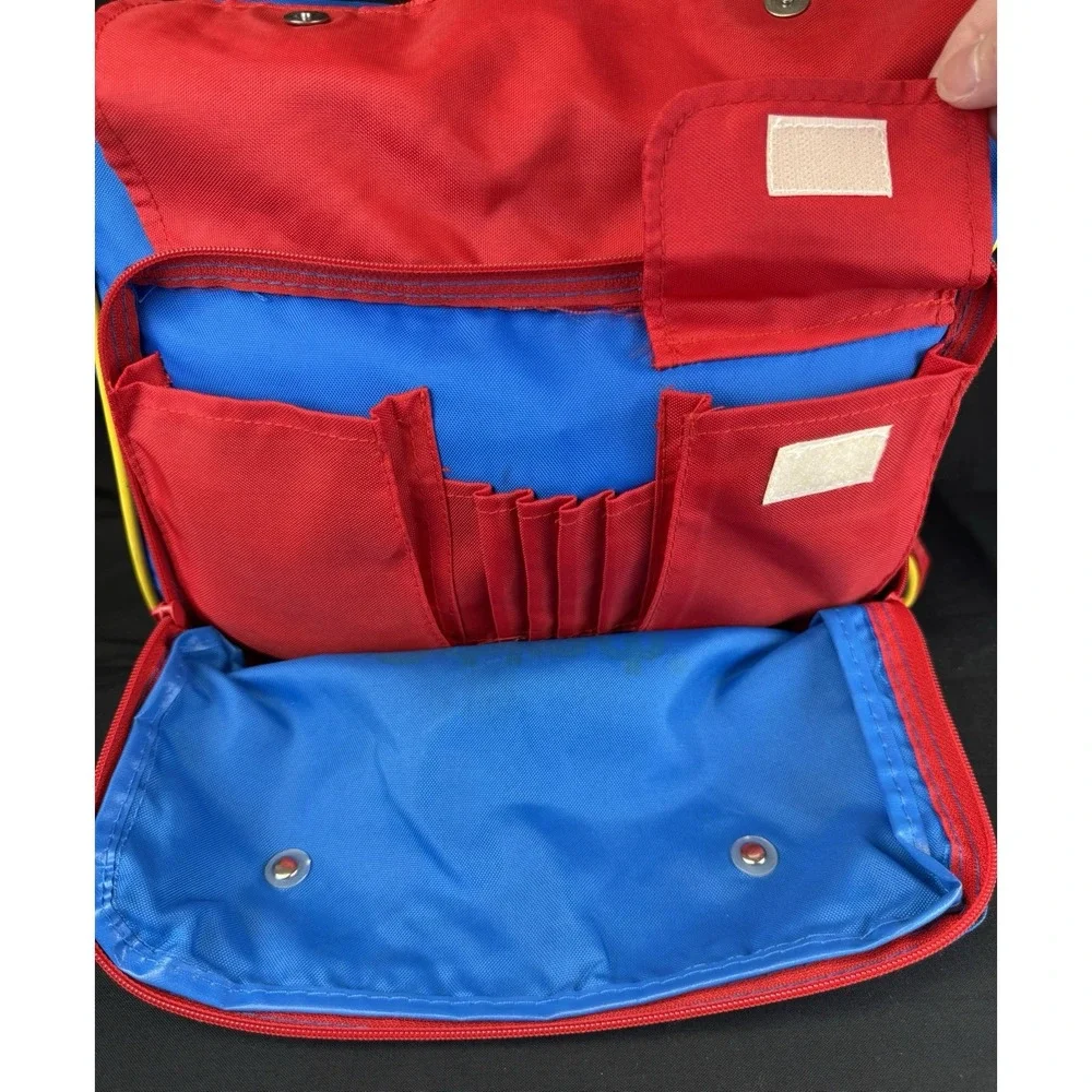 Vintage 90s Oshkosh Red Blue Yellow Primary Childs Messenger Diaper Carry-on Bag